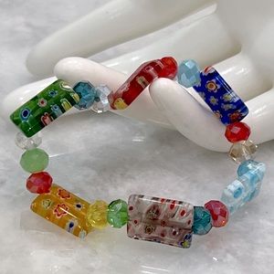 Murano Style Glass Bead Stretch Bracelet